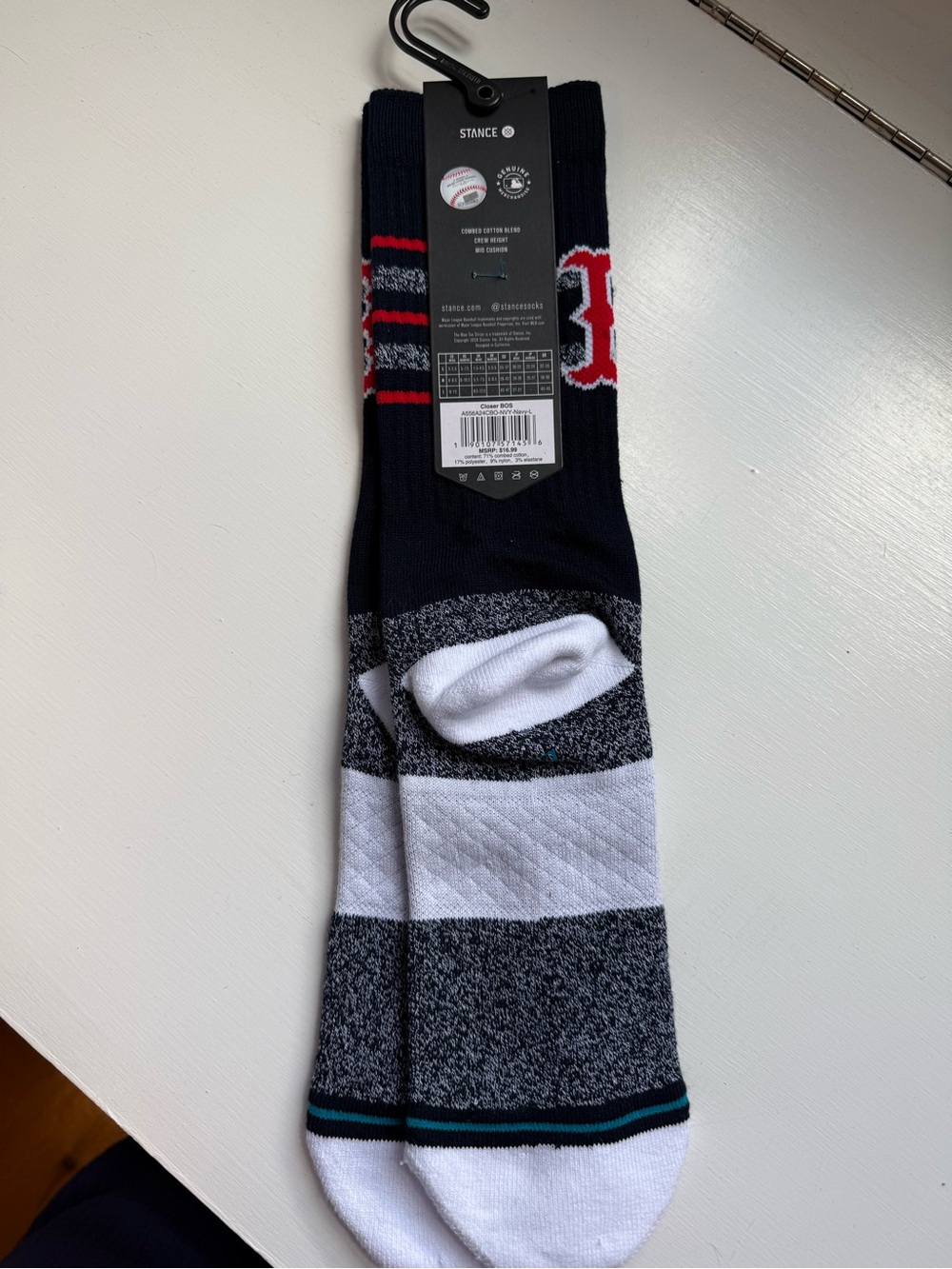NWT Boston Red Sox Crew Socks - Navy, Red,White - Picture 3 of 3